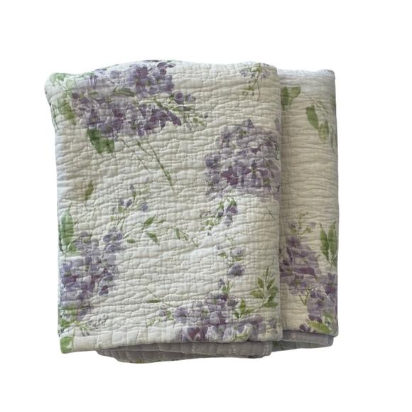 Laura Ashley Keighley Floral Lavender Wisteria Quilted Pillow Shams, 2 King - Picture 1 of 8